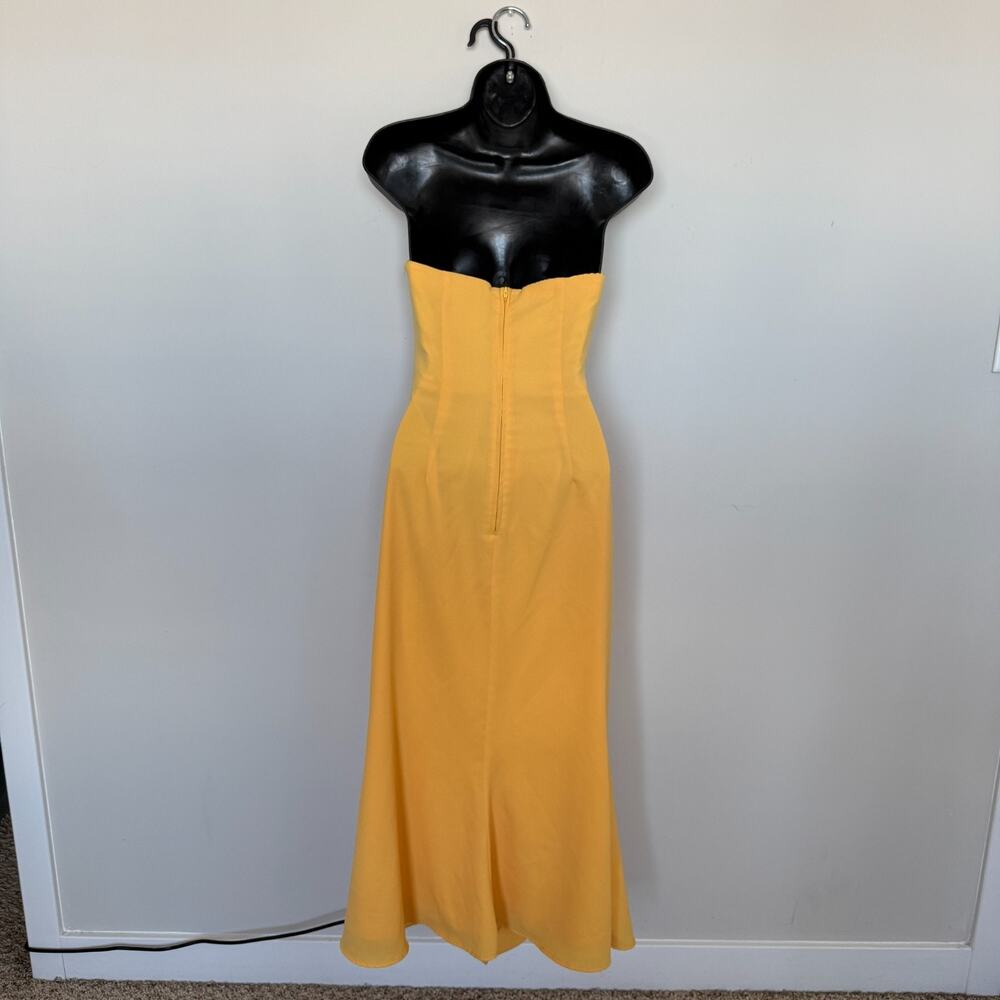 C/Meo Collective Womens Strapless Ruffle Dress M Marigold Yellow Wedding Guest - Picture 9 of 10